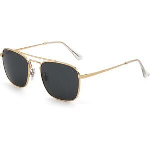 Jim Halo Mens Gold Retro Square Double Bridge Aviator Sunglasses Eyewear